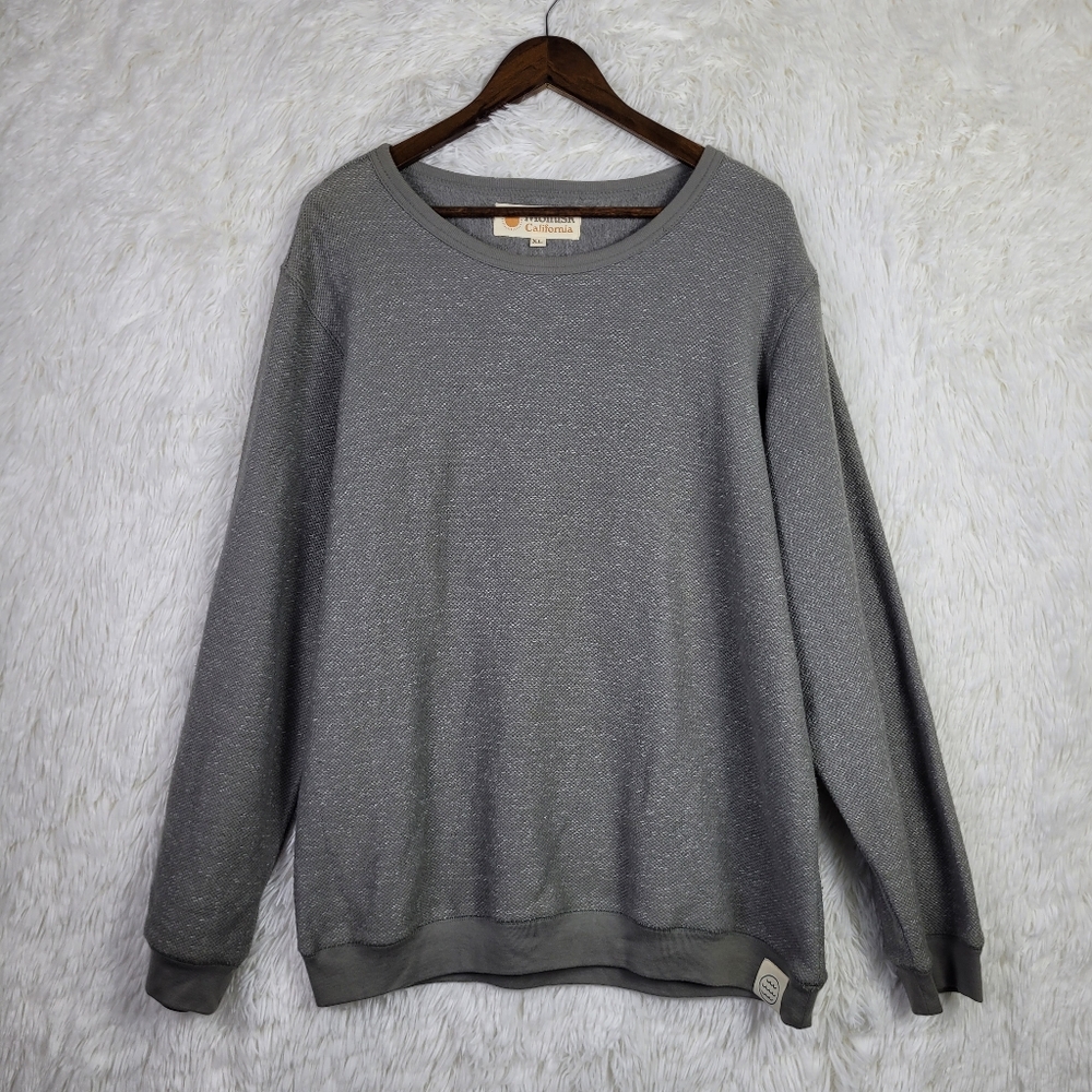 Mollusk Surf Shop Crewneck Thermal Knit Sweatshirt in‎ Heathered Gray Size XL